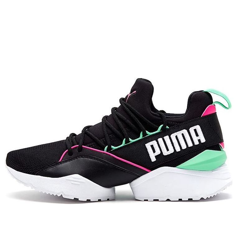 (WMNS) PUMA Muse Maia Street 1 Low-Top Running Shoes Black/Green 367355-01