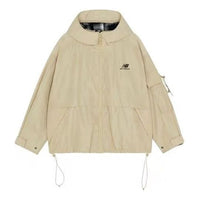 (WMNS) New Balance Logo Printing Woven Hooded Track Jacket Khaki AWJ13333-BEI