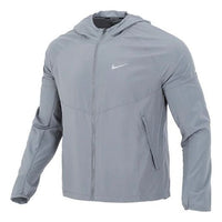 Men's Nike As Nk Rpl Miler Jkt Reflective Logo Printing Woven Sports Hooded Jacket Gray DD4747-084