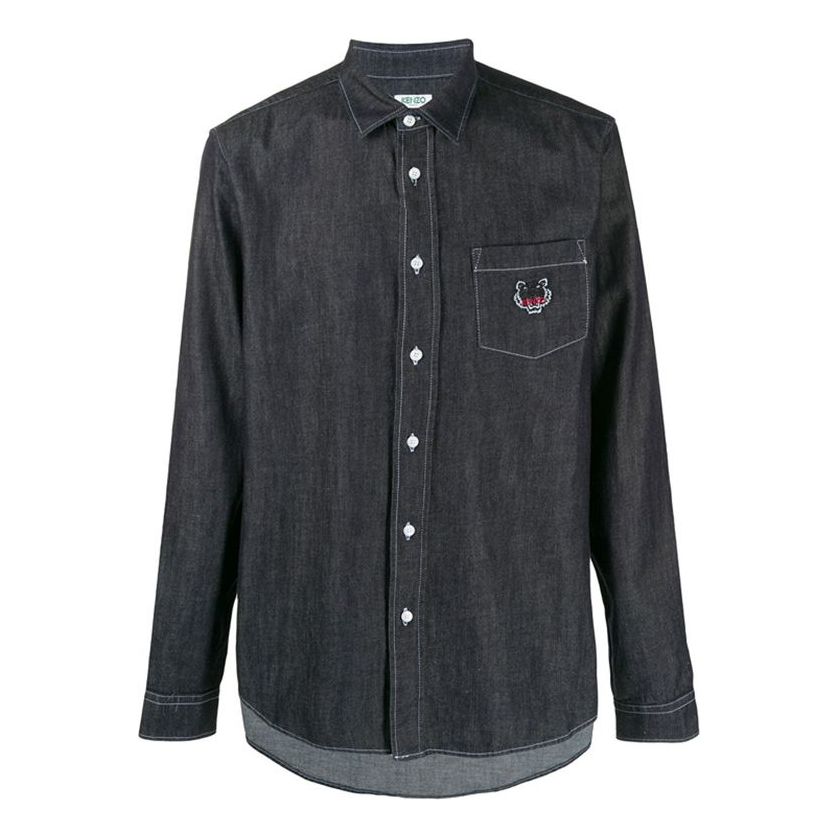 Men's KENZO Casual Long Sleeves Button Shirt Gray FA55CH6002EG-76