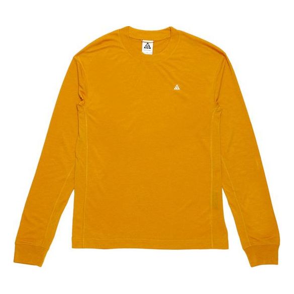Men's Nike Dri-FIT ACG Solid Color Outdoor Logo Embroidered Casual Round Neck Long Sleeves Orange T-Shirt DO9270-727