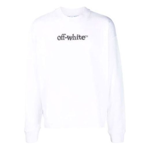 Men's Off-White FW21 Logo Alphabet Printing Round Neck Pullover Loose Fit White OMBA054F21FLE0010110