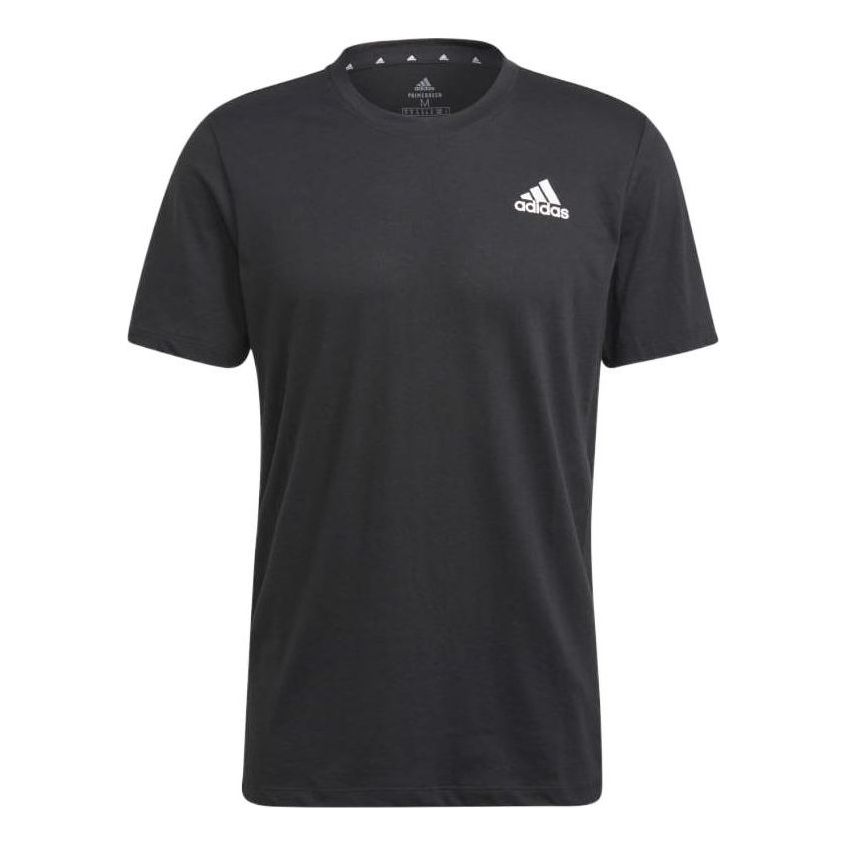 adidas Solid Color Logo Round Neck Pullover Short Sleeve Black GR0514