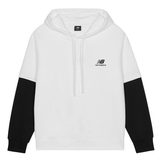 New Balance Color Block Drawstring Hoodie 'White Black' AMT13342-SST