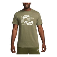 Men's Nike Minimalistic Alphabet Logo Printing Casual Round Neck Short Sleeve Olive Green T-Shirt DR7816-222