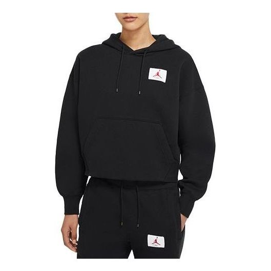(WMNS) Air Jordan Flight Logo Fleece Hoodie 'Black' CV7738-010