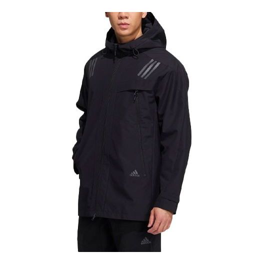 adidas Solid Color Zipper Hooded Jacket 'Black' H39311