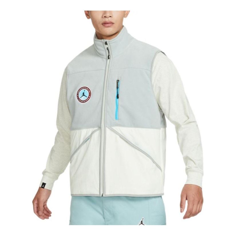 Air Jordan Loose Plus Velvet Contrast Stitching Warm Vest 'Light Blue' FB1907-133