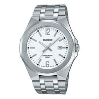 CASIO Waterproof Stainless Steel Strap Mens White Analog MTP-E158D-7A2021