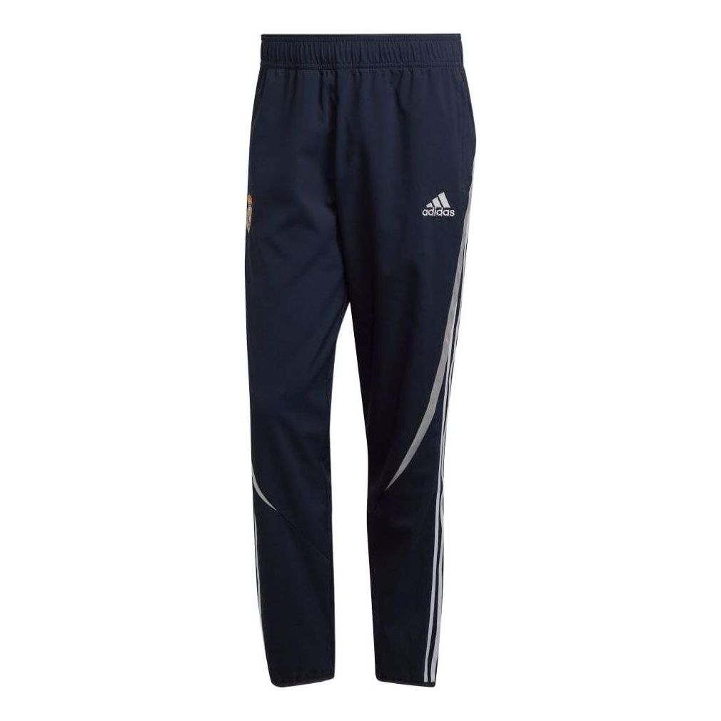 Men's adidas Logo Printing Stripe Elastic Waistband Sports Pants/Trousers/Joggers Blue HA2532