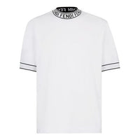 Men's FENDI AW20 Cotton High Collar Short Sleeve White FY1040ACN3F0QA0
