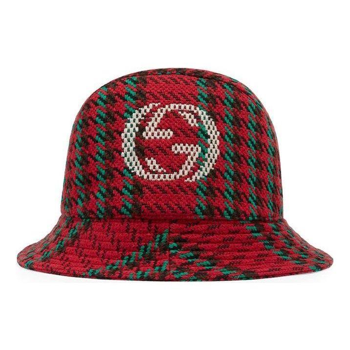 Gucci Houndstooth Wool Fedora With Interlocking G 'Red' 640876-4HABN-8200