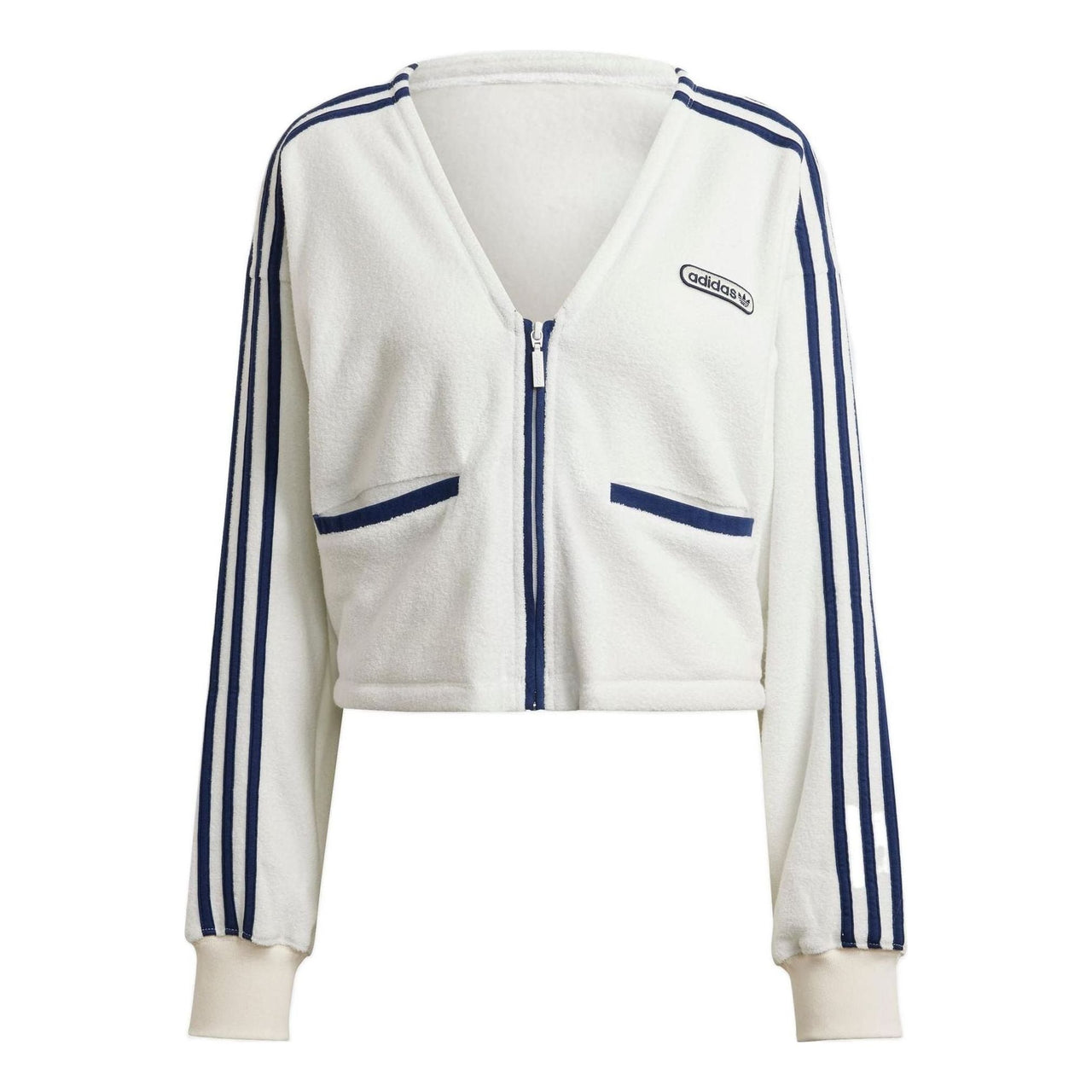 (WMNS) adidas Terry Fabric Cropped Sweatshirt 'White Navy' HL6585