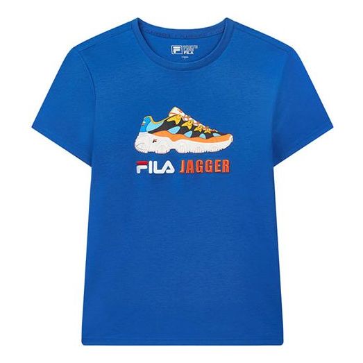 FILA Jagger Casual Sports Pattern Printing Round Neck Short Sleeve Blue F11M028154F-BU