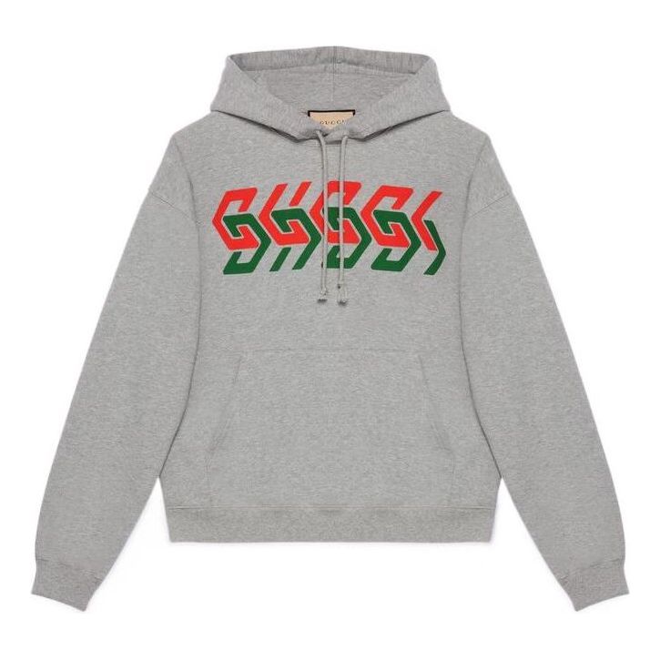 Gucci GUCCI Chain Print Hooded Sweatshirt 'Grey' 715911-XJEUM-1097