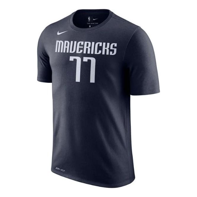 Men's Nike Alphabet Numeric Printing Basketball Sports Short Sleeve Mavericks Doncic No. 77 Dark Blue T-Shirt BQ1524-431