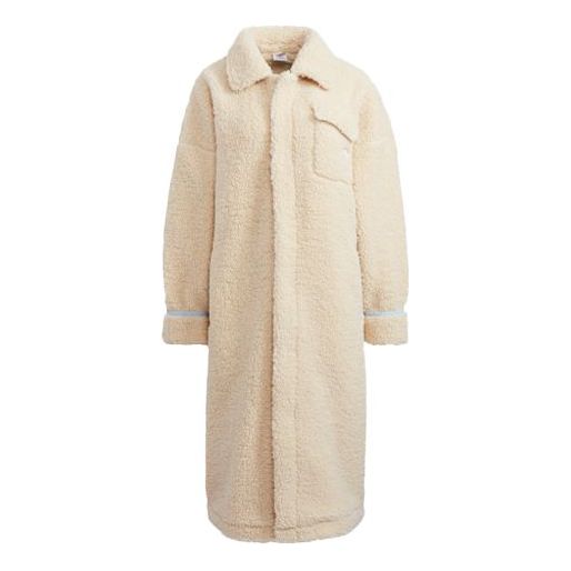 (WMNS) adidas Originals Lamb's Wool Long Coat 'Cream Yellow' HC0308