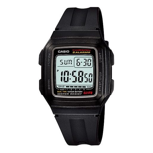CASIO Sports Quartz Waterproof Unisex Mens Black Digital F-201WA-1A