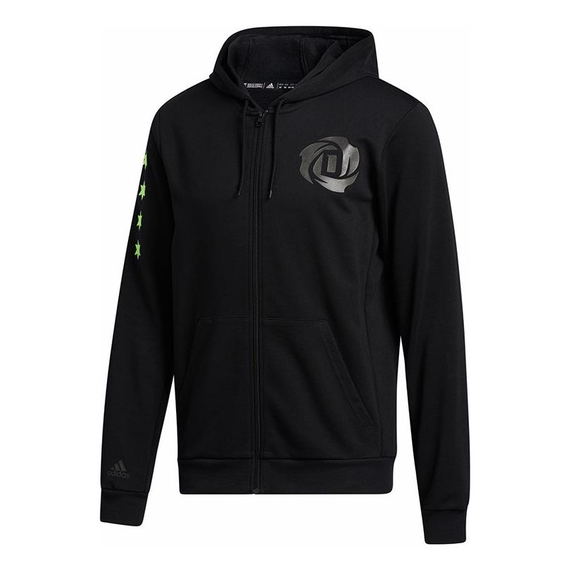 adidas Rose Fullzip Basketball Sports Long-sleeve Hooded Jacket Men Black GP6117