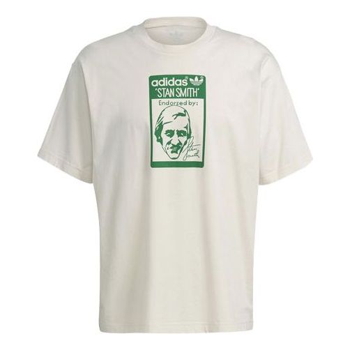 adidas originals Tongue Stan Tee Printing Sports Short Sleeve Creamy White GQ8873