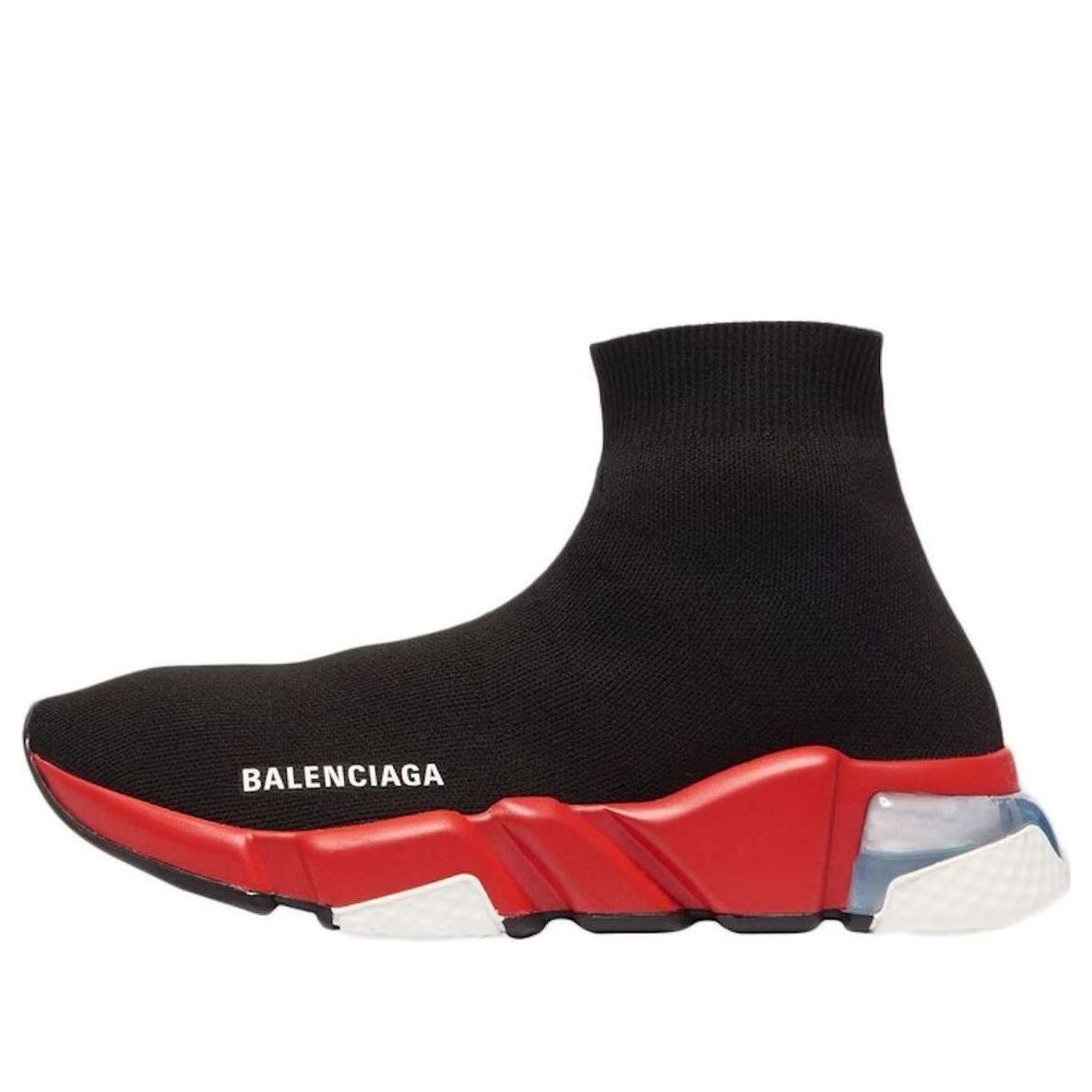 Balenciaga Speed 1.0 Sneakers 'Black Red with Clear Sole White' 607544W05GH1038