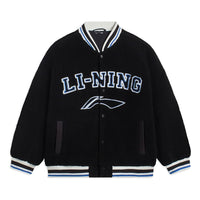 Li-Ning Logo Polar Fleece Baseball Jacket 'Black Blue' AFDSD31-3
