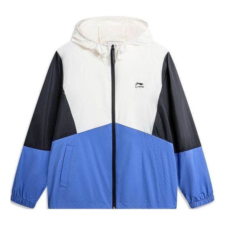 Li-Ning Color Block Windbreaker 'White Black Blue' AFDU363-5
