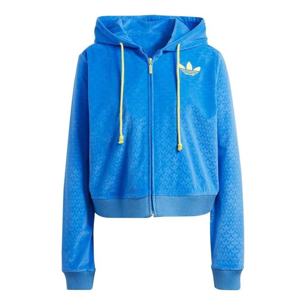 (WMNS) adidas Adicolor Heritage Now Velour Zip Hoodies 'Blue' IB2046