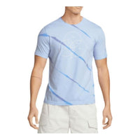 Men's Nike Sportswear Geometry Pattern Casual Round Neck Short Sleeve Light Blue T-Shirt DQ1077-548