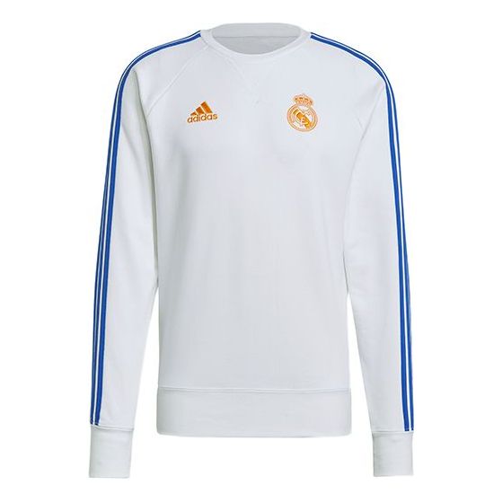 Men's adidas Real Real Madrid Soccer/Football Training Sports Round Neck Pullover White GR4341