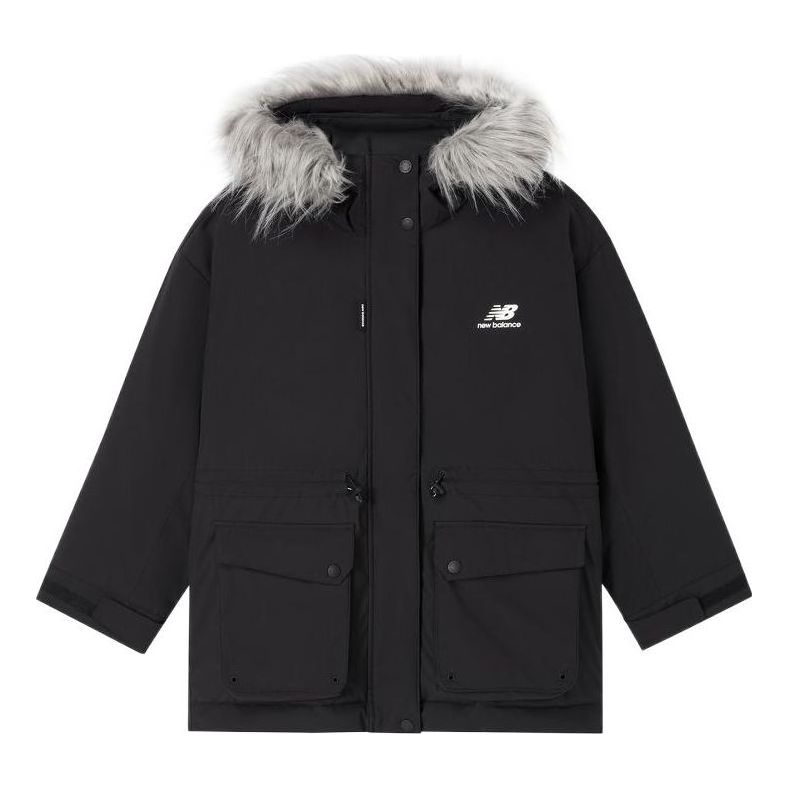 (WMNS) New Balance Warm Long Down Jacket 'Black Grey' AWJ24305-BK