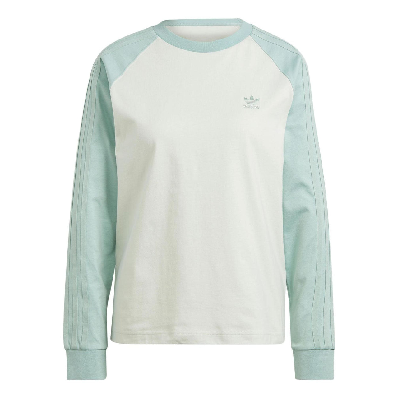 (WMNS) adidas originals Long Sleeve T-Shirt 'White Green' IN4136