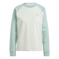 (WMNS) adidas originals Long Sleeve T-Shirt 'White Green' IN4136