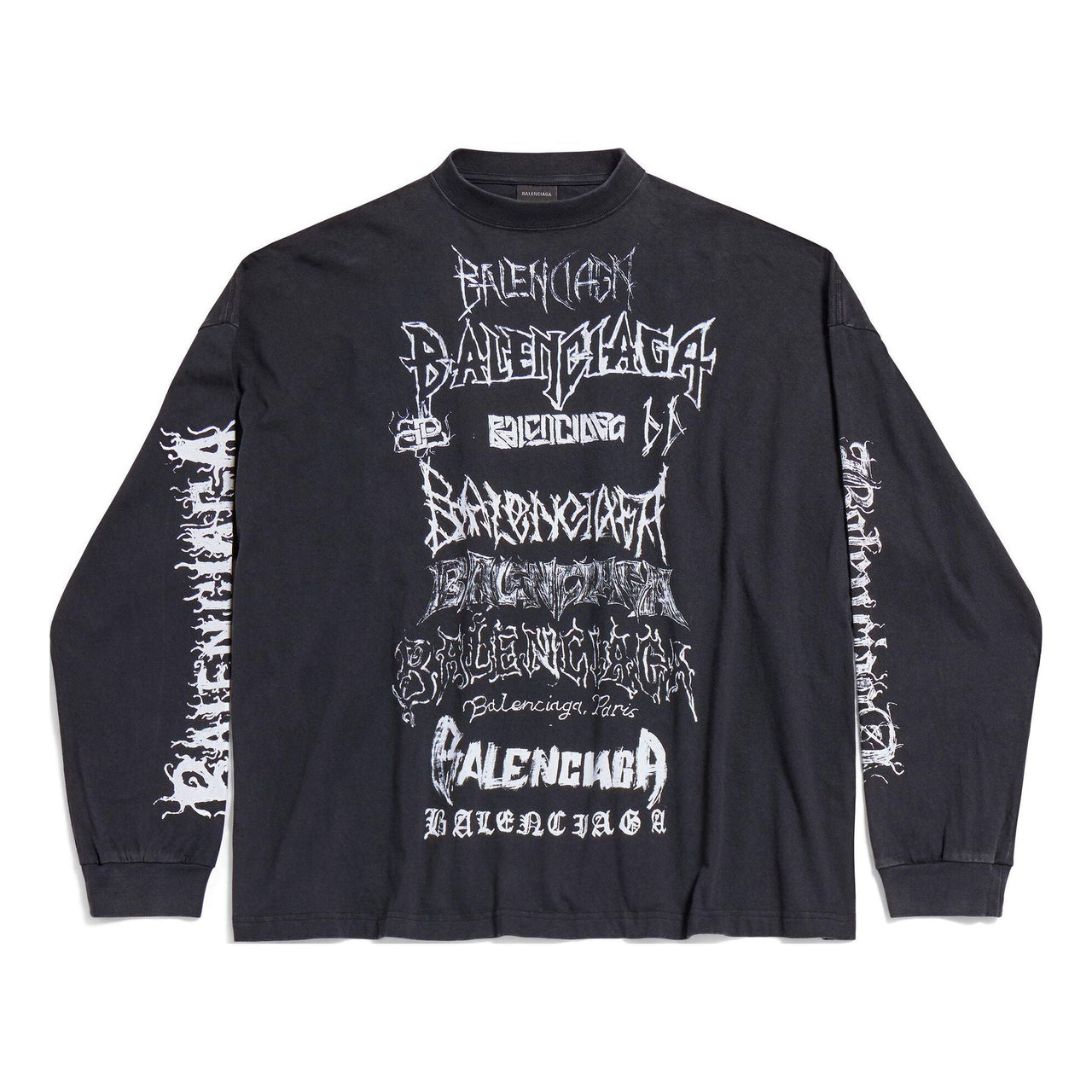 Balenciaga Diy Metal Long Sleeve Medium Fit T-Shirt 'Black White' 699191TPVO31569
