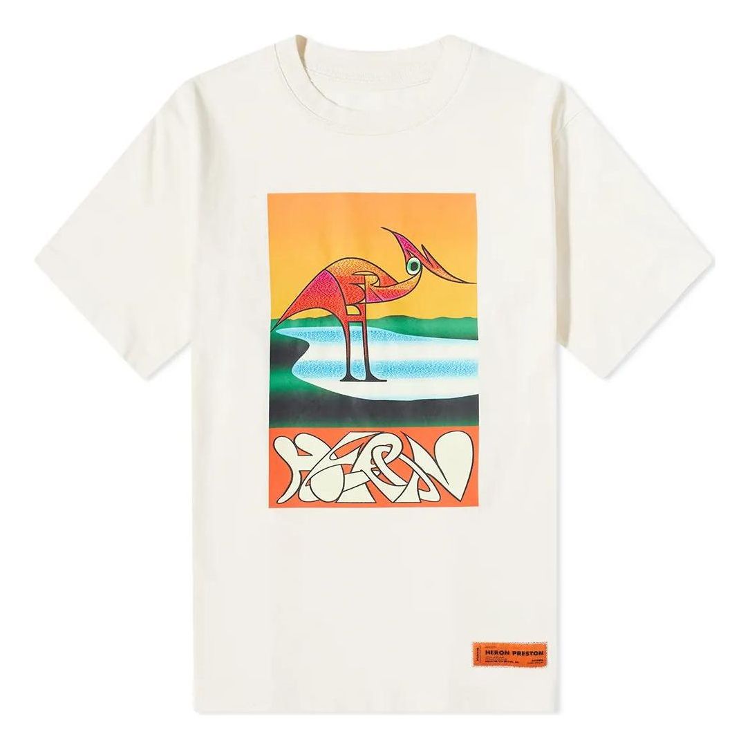 HERON PRESTON SS22 Abstract T-shirt 'White Orange' HMAA026S22JER0030120