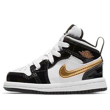 (TD) Air Jordan 1 Mid Patent 'Black Gold' BQ6933-007