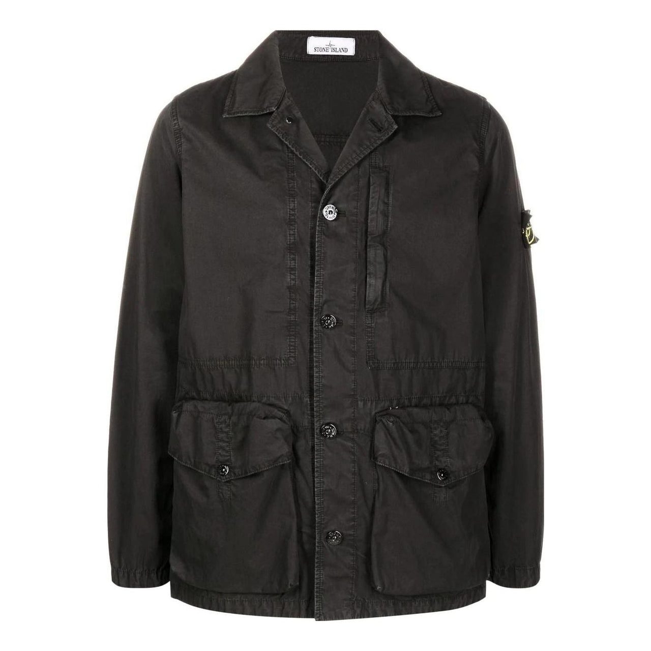 STONE ISLAND Logo Patch Button Fastening Jacket 'Black' 7615439WN-V0129