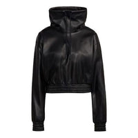 (WMNS) adidas Originals Adicolor Contemporary Cropped Pleather Sweatshirt 'Black' H66348
