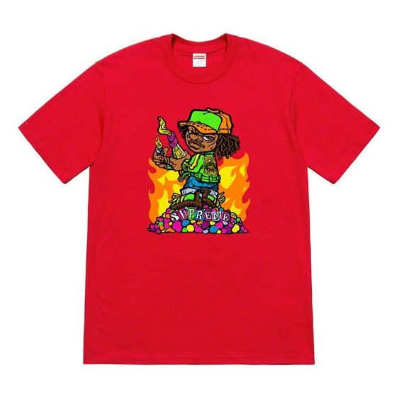 Supreme SS19 Molotov Kids Tee Red Little Boy Short Sleeve Unisex SUP-SS19-718