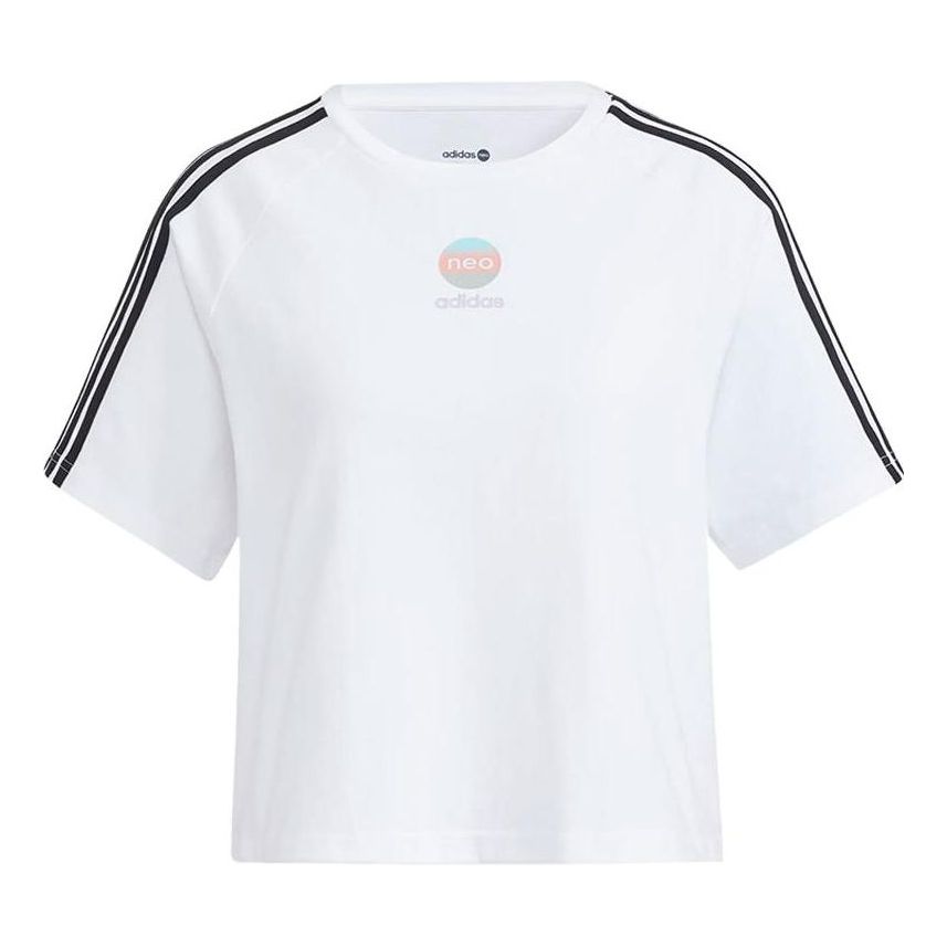 (WMNS) adidas Neo Contrast Stripe Sports T-Shirt Asia Sizing 'White HF7284