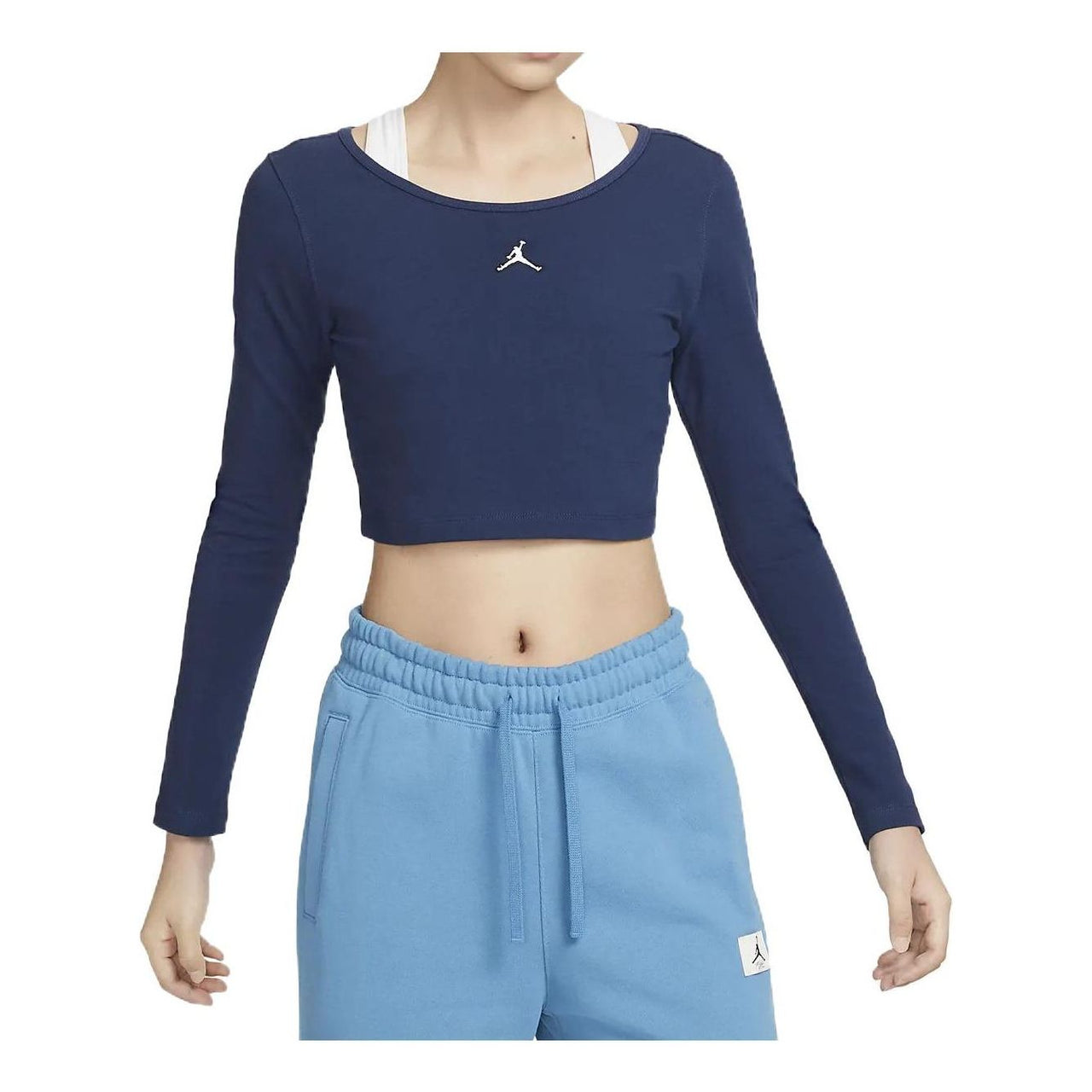 (WMNS) Air Jordan Flight Long-Sleeve Top 'Navy' DQ4466-410