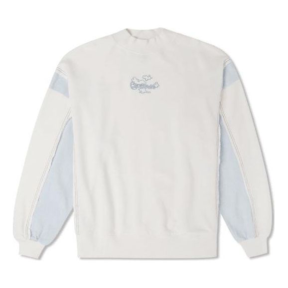 (WMNS) Converse Denim Patchwork Crew Sweatshirt 'White' 10025520-A01
