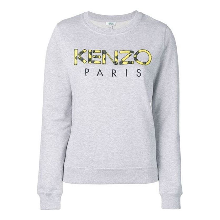 (WMNS) KENZO Leopard print Alphabet Logo Hoodie Gray F952SW775952-93