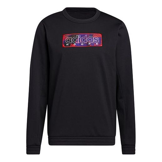 adidas Mic Gfx Crew New Year's Edition Basketball Sports Fleece Lined Round Neck Pullover Black GQ2833