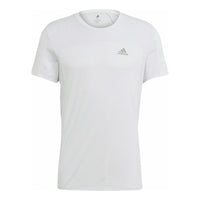 Men's adidas Solid Color Logo Round Neck Sports Short Sleeve White T-Shirt GK4302