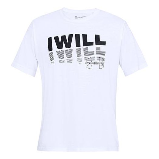 Men's Under Armour Alphabet Printing Training Sports Short Sleeve White 1329587-100