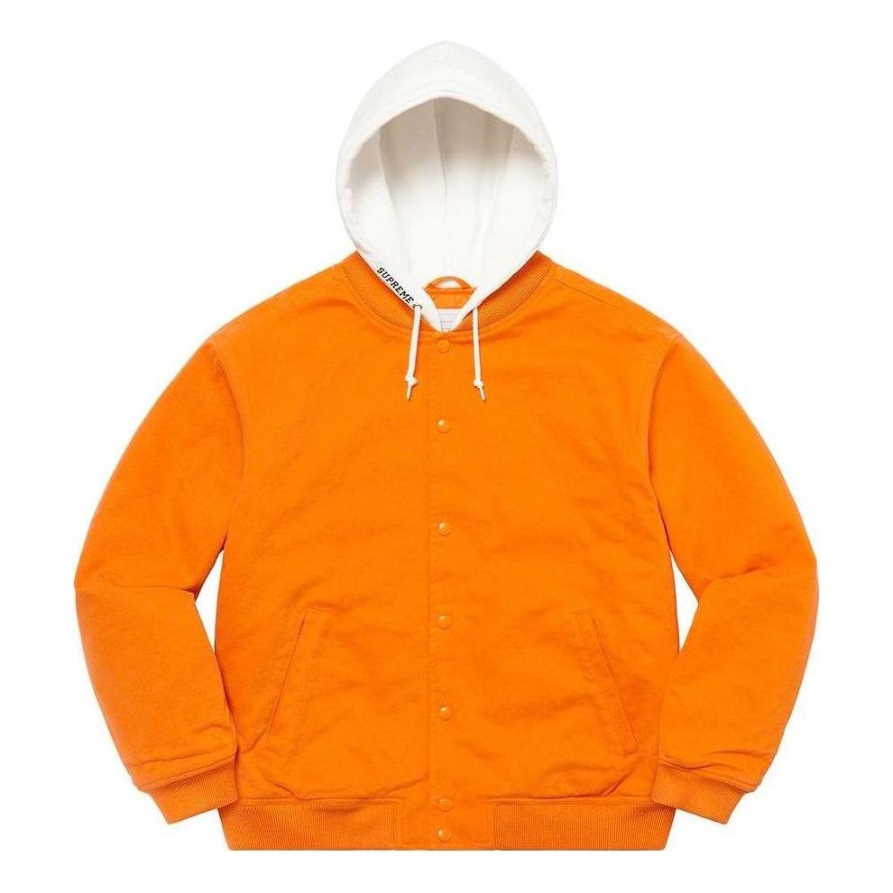 Supreme Hooded Twill Varsity Jacket 'Orange White Red' SUP-SS22-870