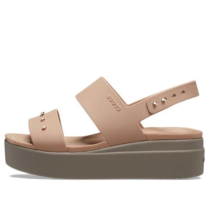 (WMNS) Crocs Brooklyn Studded Low Wedge 'Cork Mushroom' 209254-2DH
