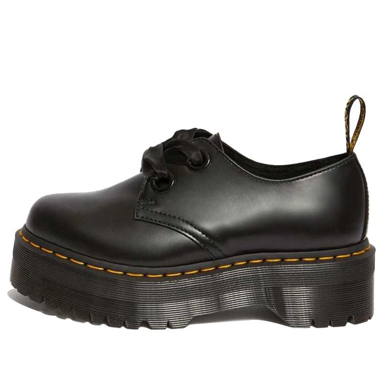 (WMNS) Dr. Martens Holly Leather Platform Shoes 'Black Buttero' 25234001