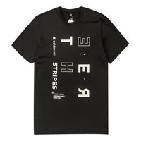 adidas neo three stripes Alphabet Printing Quick Dry Short Sleeve Black CV8982